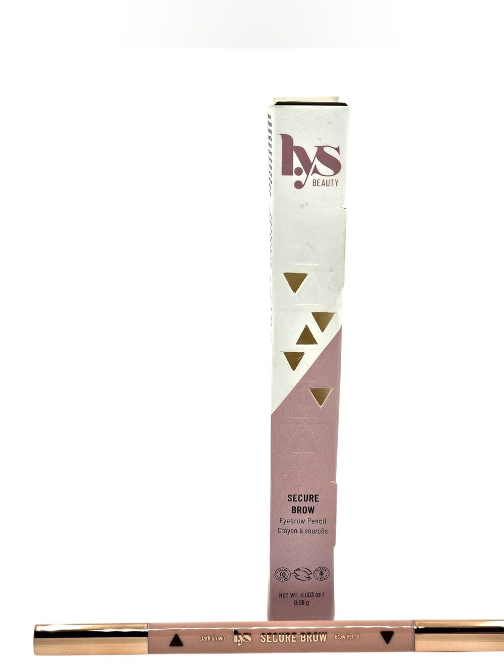 LYS Beauty Secure Brow Eyebrow Pencil in Dark Brown, brand new in box.
